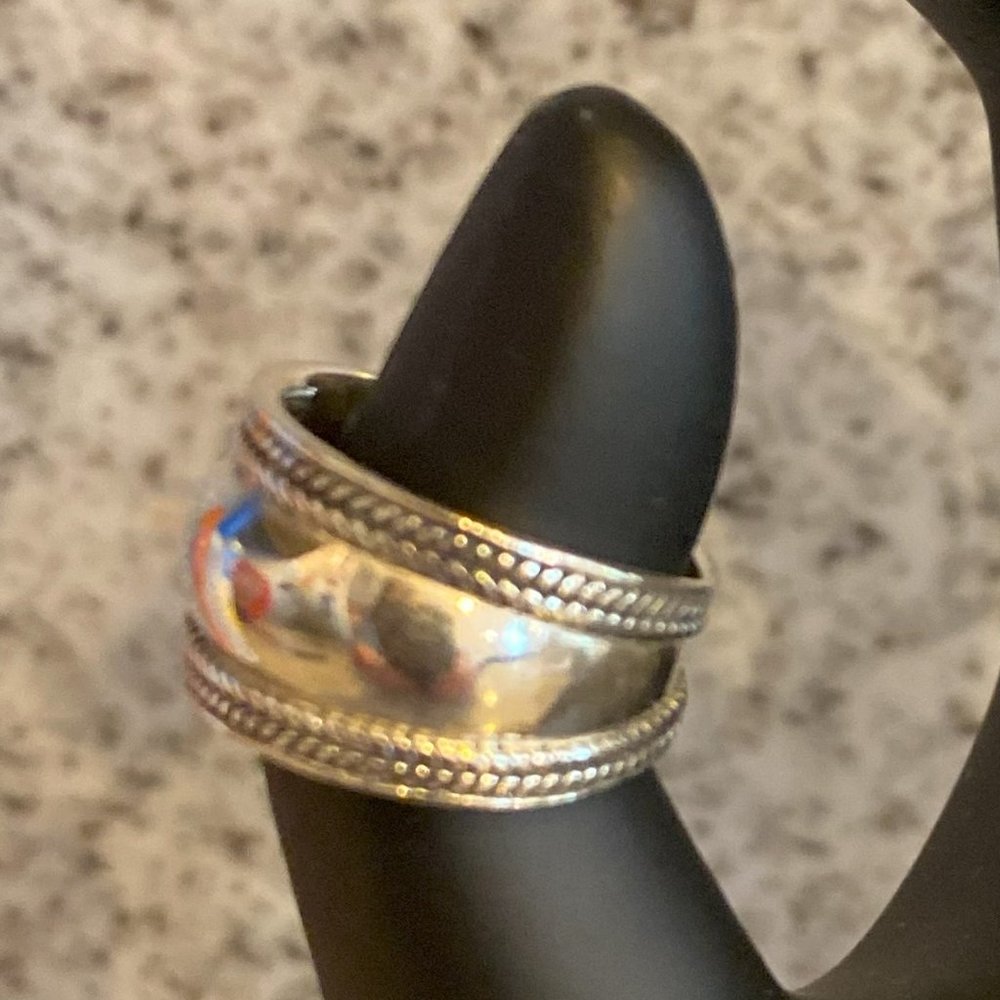 Vintage .925 Sterling Silver Cigar Band Ring, EUC - Picture 3 of 6
